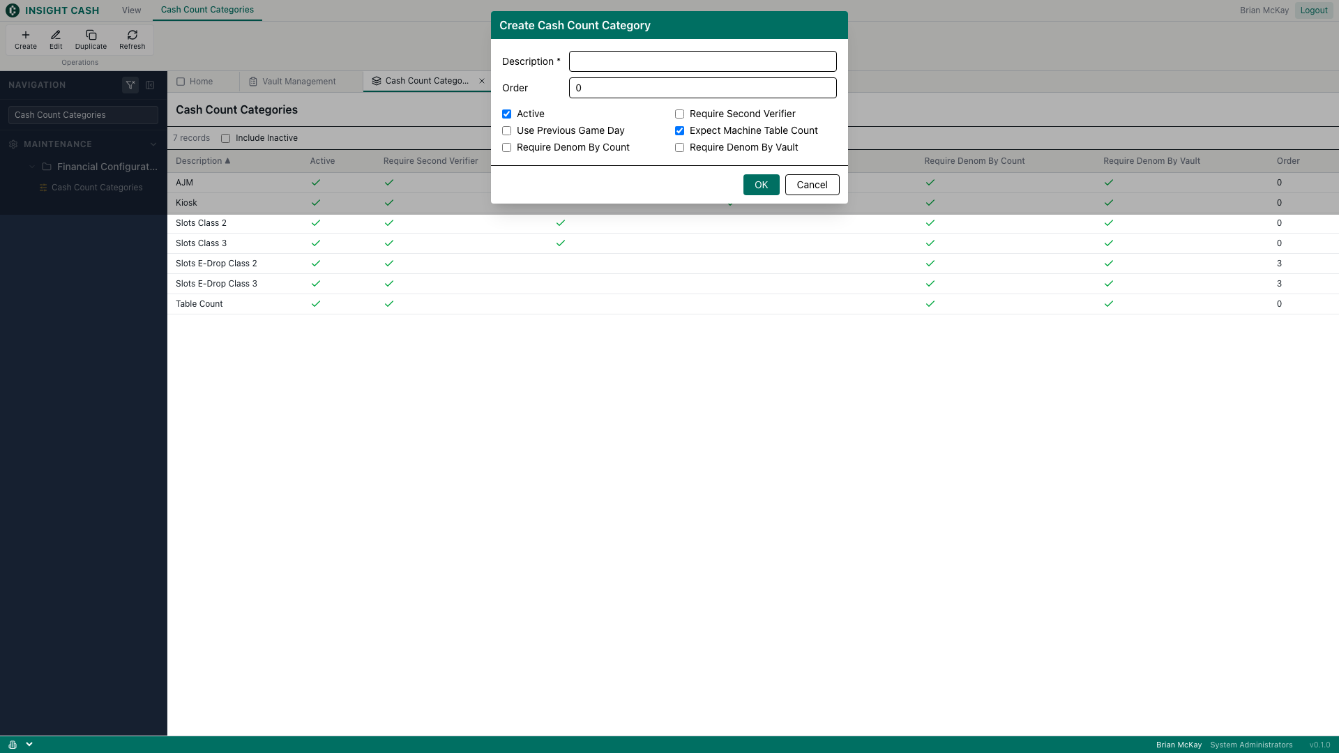 Create dialog