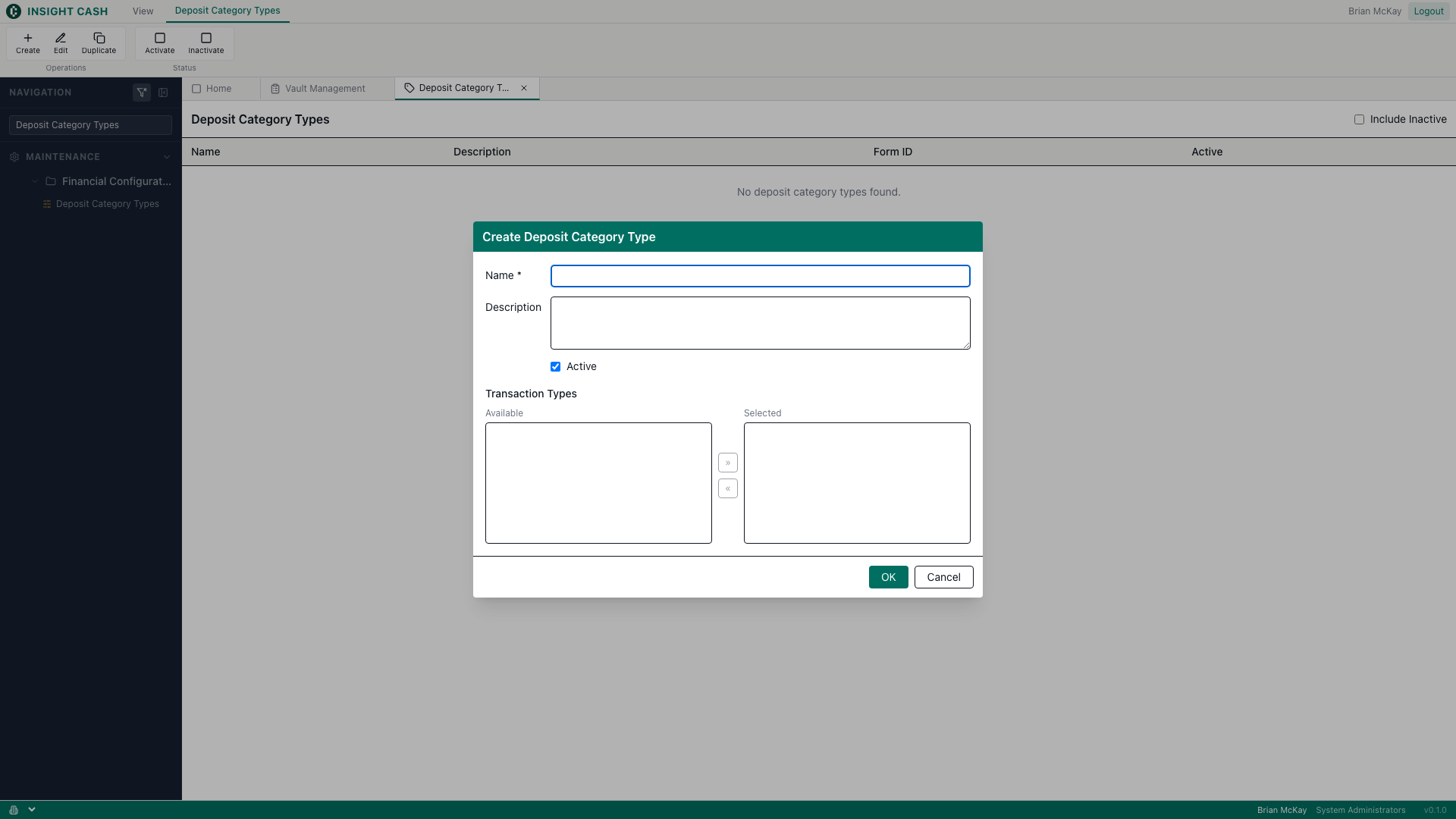 Create dialog