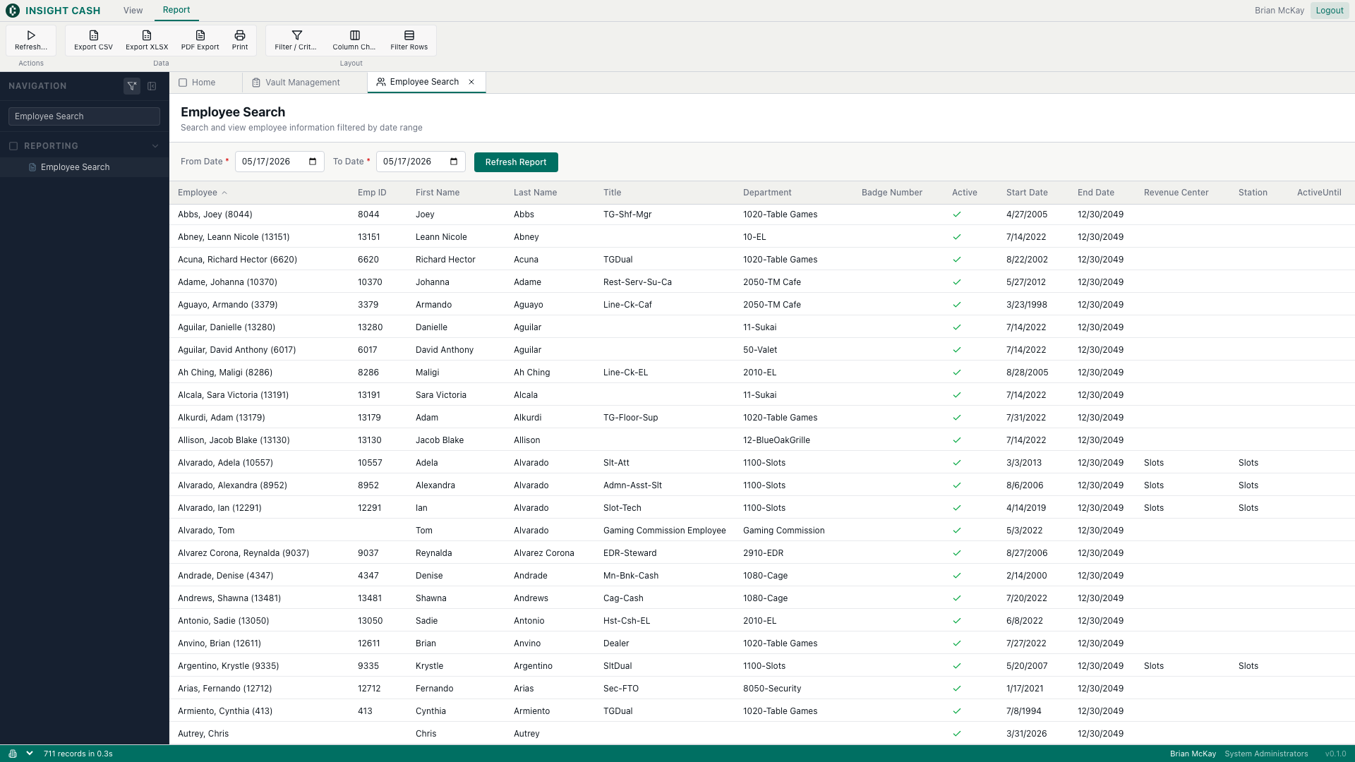 Employee Search report