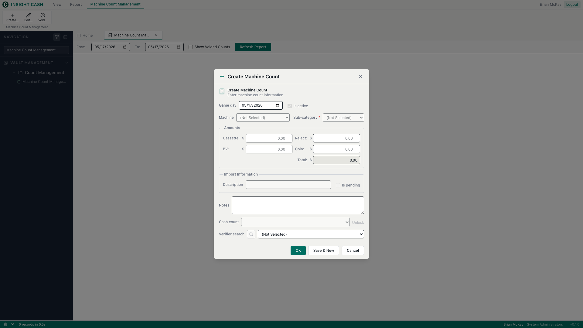 Create dialog