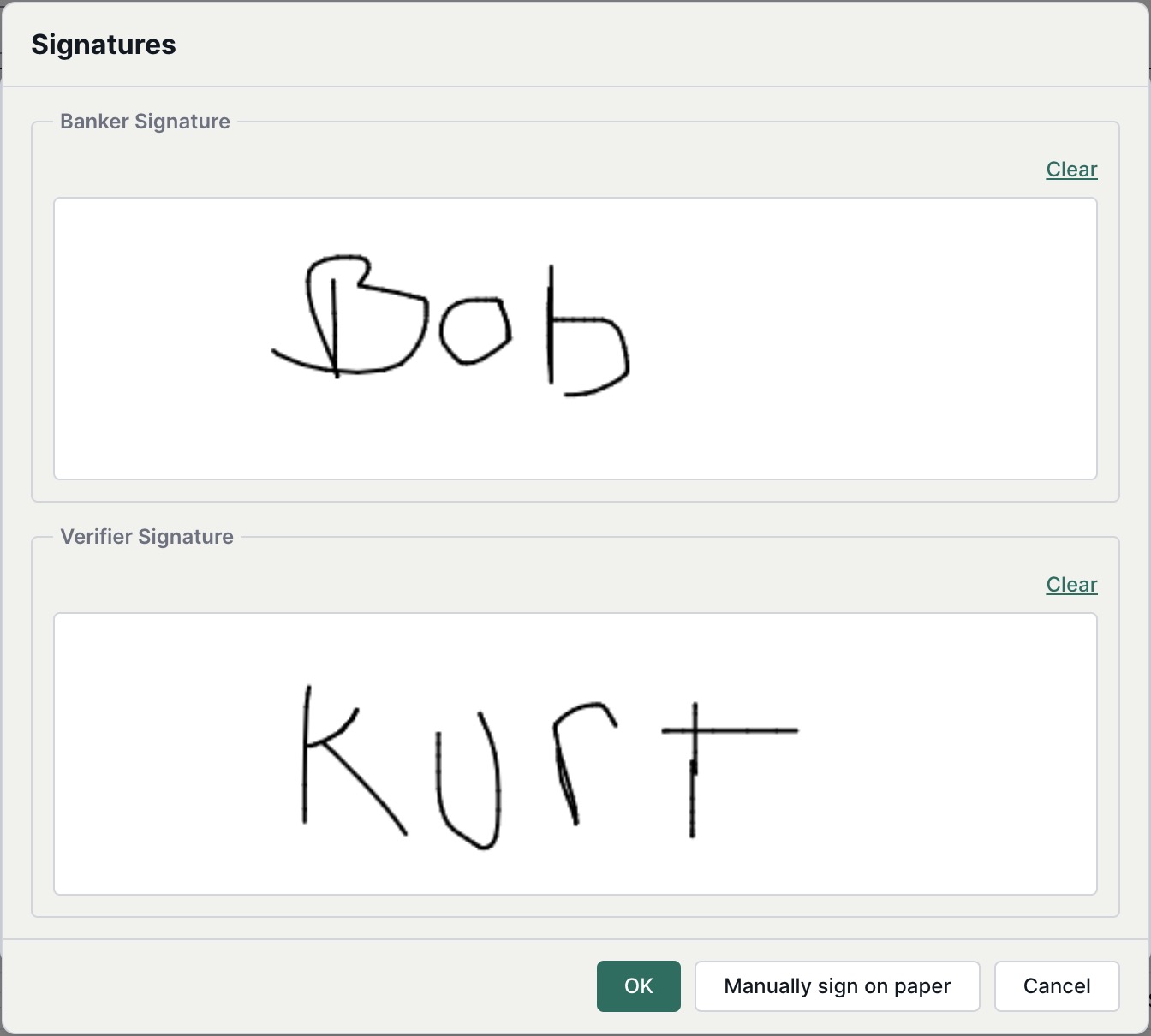 Document signature capture screenshot
