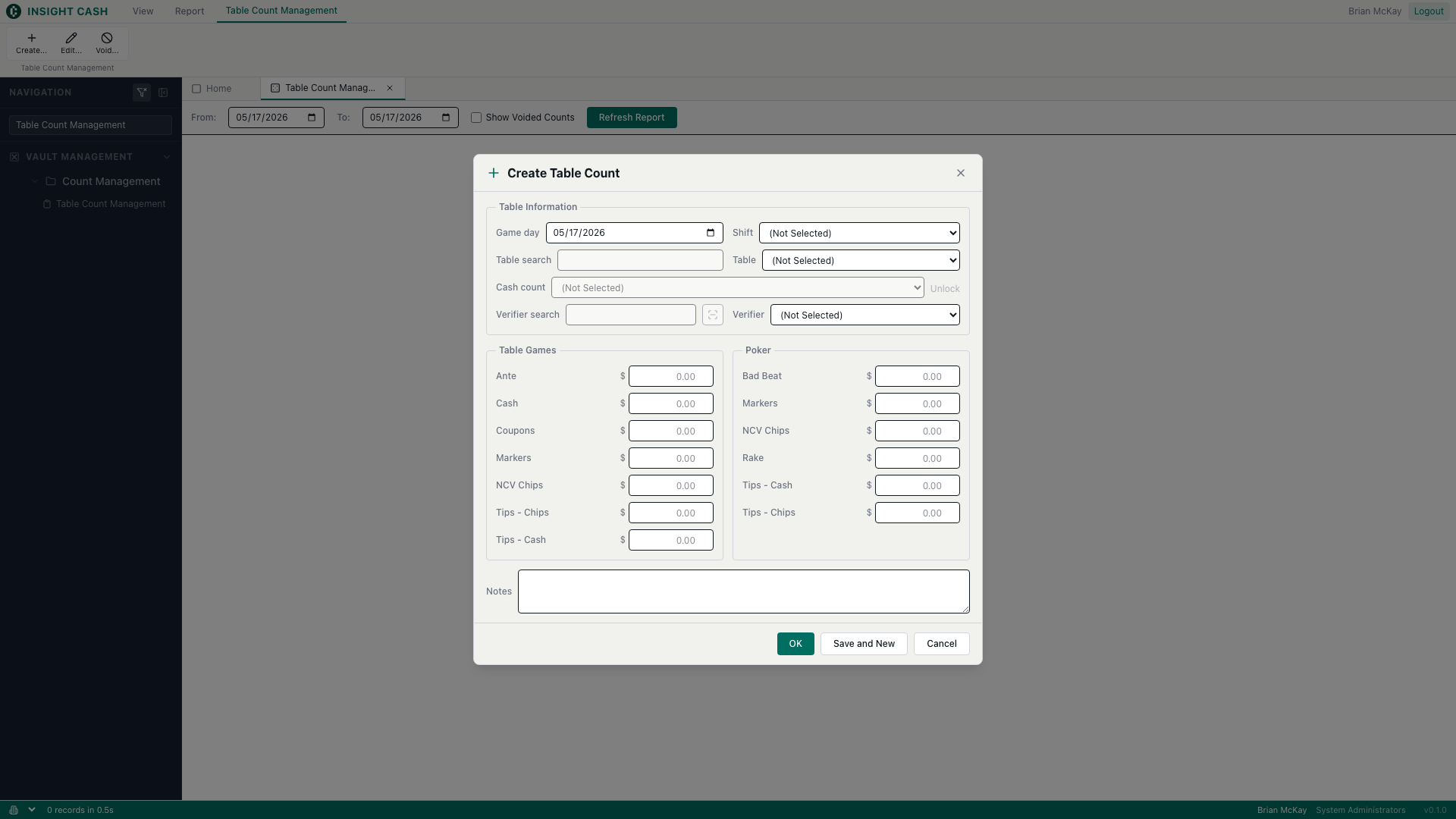 Create dialog